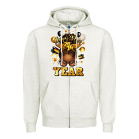 Oatmeal Heather happy new year afro messy bun Zipper Hoodie - texasbilliewilder