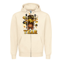 Sandshell happy new year afro messy bun Zipper Hoodie - texasbilliewilder