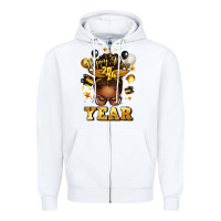 White happy new year afro messy bun Zipper Hoodie - texasbilliewilder