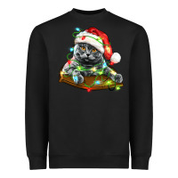 Black christmas scottish fold cat Heavyweight Sweatshirt - LillyAllenDesigns
