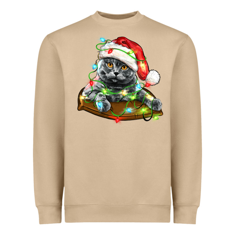 Christmas Scottish Fold Cat Heavyweight Sweatshirt by LillyAllenDesigns | Teevron