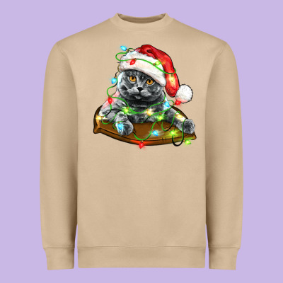 Christmas Scottish Fold Cat Heavyweight Sweatshirt Designed By Lillyallendesigns