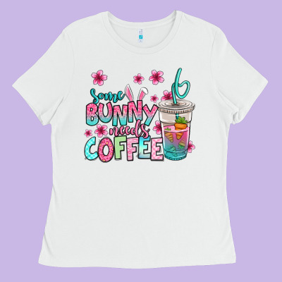 Some Bunny Needs Coffee Easter Ladies Tee Designed By Jasminsmagicworld