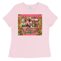 Bubblegum Pink cafecito y chisme coffee cups Ladies Tee - Jasminsmagicworld