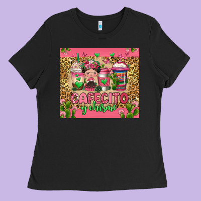 Cafecito Y Chisme Coffee Cups Ladies Tee Designed By Jasminsmagicworld