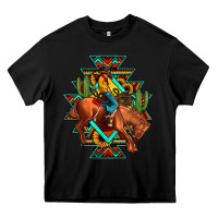 Black aztec rodeo cowboy Heavy Core Tee - JahusDesignShop