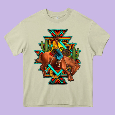 Aztec Rodeo Cowboy Heavy Core Tee Designed By Jahusdesignshop
