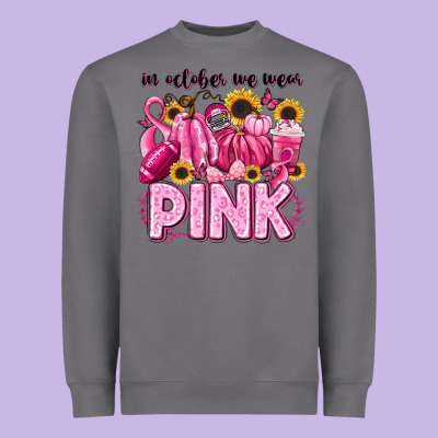 In October We Wear Pink Football Heavyweight Sweatshirt Designed By Lillyallendesigns