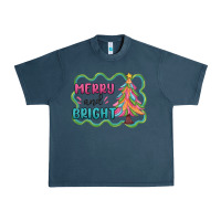 Midnight Navy merry and bright christmas tree Urban Heavy Tee - MaliasSmallBusiness