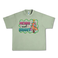 Oil Green merry and bright christmas tree Urban Heavy Tee - MaliasSmallBusiness