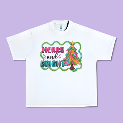 Merry And Bright Christmas Tree Urban Heavy Tee Designed By Maliassmallbusiness