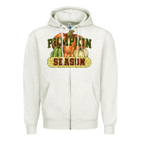 Oatmeal Heather Pumpkin season Zipper Hoodie - NancyCooperArtShop
