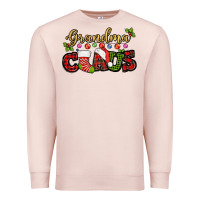 Pale Pink Grandma claus with christmas gift sock mother's Premium Sweatshirt - HowdyJamesFarm