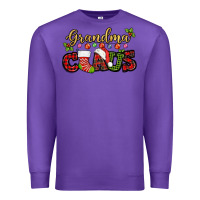 Purple Grandma claus with christmas gift sock mother's Premium Sweatshirt - HowdyJamesFarm