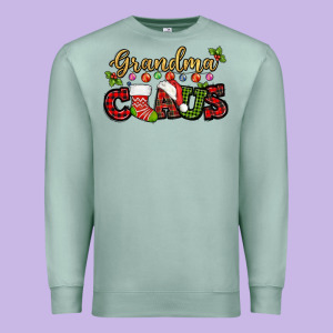 Grandma Claus With Christmas Gift Sock Mother's Premium Sweatshirt Designed By Howdyjamesfarm
