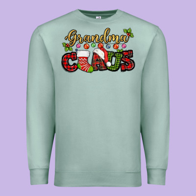 Grandma Claus With Christmas Gift Sock Mother's Premium Sweatshirt Designed By Howdyjamesfarm