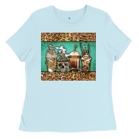 Baby Blue skeleton coffee cups Ladies Tee - Jasminsmagicworld