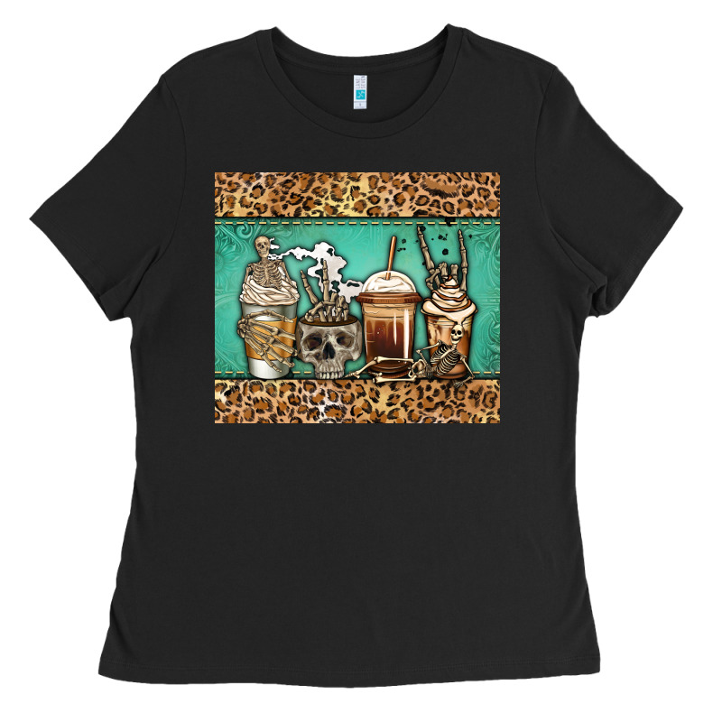 Skeleton Coffee Cups Ladies Tee by Jasminsmagicworld | Teevron