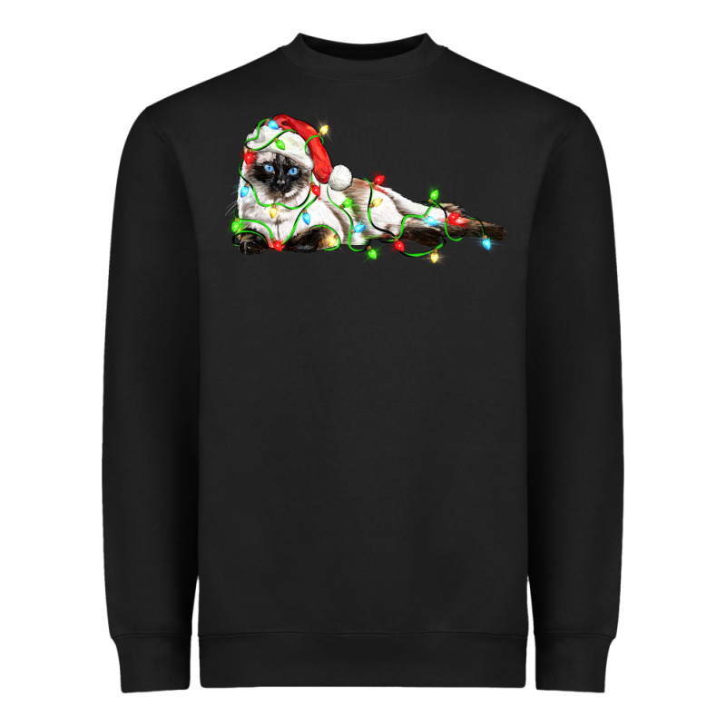 Christmas Siamese Cat Heavyweight Sweatshirt by LillyAllenDesigns | Teevron