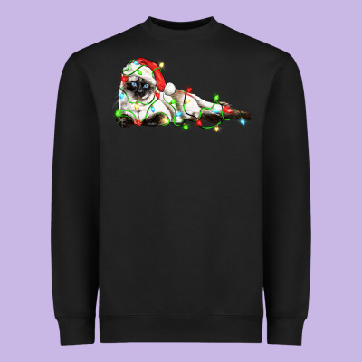 Christmas Siamese Cat Heavyweight Sweatshirt Designed By Lillyallendesigns
