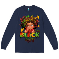 Navy empowering black heritage Long Sleeve Tee - LillyAllenDesigns