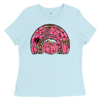 Baby Blue pumpkin ribbon rainbow Ladies Tee - JahusDesignShop