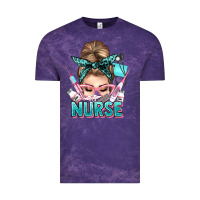 Cloud Purple nurse life messy bun Vintage Tee - NancyCooperArtShop