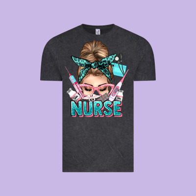 Nurse Life Messy Bun Vintage Tee Designed By Nancycooperartshop