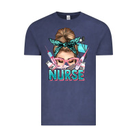 Vintage Denim nurse life messy bun Vintage Tee - NancyCooperArtShop