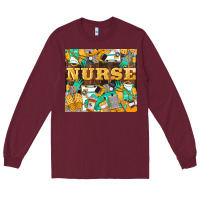 Burgundy Green And Yellow Nurse Long Sleeve Tee - LillyAllenDesigns