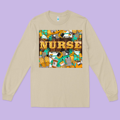 Green And Yellow Nurse Long Sleeve Tee Designed By Lillyallendesigns
