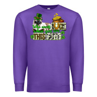 Purple St. Patrick's cat who needs luck when you are this Premium Sweatshirt - CowGirlArtShop