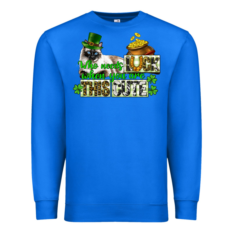 St. Patrick's Cat Who Needs Luck When You Are This Premium Sweatshirt by CowGirlArtShop | Teevron