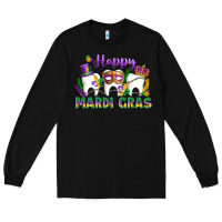 Black mardi gras celebration with teeth Long Sleeve Tee - LillyAllenDesigns
