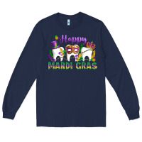 Navy mardi gras celebration with teeth Long Sleeve Tee - LillyAllenDesigns