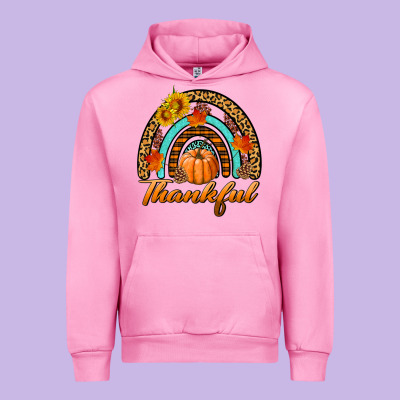 Thankful Pumpkin Rainbow Urban Hoodie Designed By Bundleandbundleshop