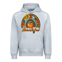 Heather Grey thankful pumpkin rainbow Urban Hoodie - BundleAndBundleShop