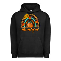 Pigment Black thankful pumpkin rainbow Urban Hoodie - BundleAndBundleShop