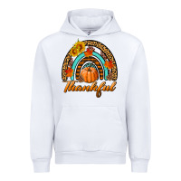 White thankful pumpkin rainbow Urban Hoodie - BundleAndBundleShop