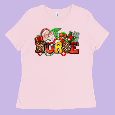 Nurse With Christmas Ladies Tee Designed By Adodesignshop