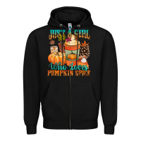Black Just a girl who loves pumpkin spice Zipper Hoodie - NancyCooperArtShop