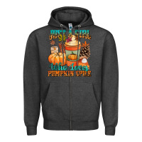 Charcoal Heather Just a girl who loves pumpkin spice Zipper Hoodie - NancyCooperArtShop
