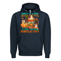 Navy Just a girl who loves pumpkin spice Zipper Hoodie - NancyCooperArtShop