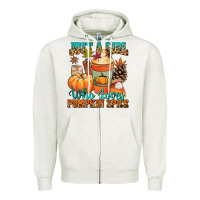 Oatmeal Heather Just a girl who loves pumpkin spice Zipper Hoodie - NancyCooperArtShop