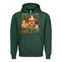 Sports Green Just a girl who loves pumpkin spice Zipper Hoodie - NancyCooperArtShop