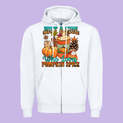 Just A Girl Who Loves Pumpkin Spice Zipper Hoodie Designed By Nancycooperartshop
