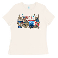 Bone 4th of july skeleton coffee cups Ladies Tee - Jasminsmagicworld