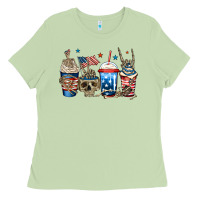 Matcha 4th of july skeleton coffee cups Ladies Tee - Jasminsmagicworld