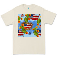 Bone usa map cactus and sunflower seamless pattern Premium Tee - BundleAndBundleShop