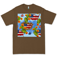 Cacao usa map cactus and sunflower seamless pattern Premium Tee - BundleAndBundleShop